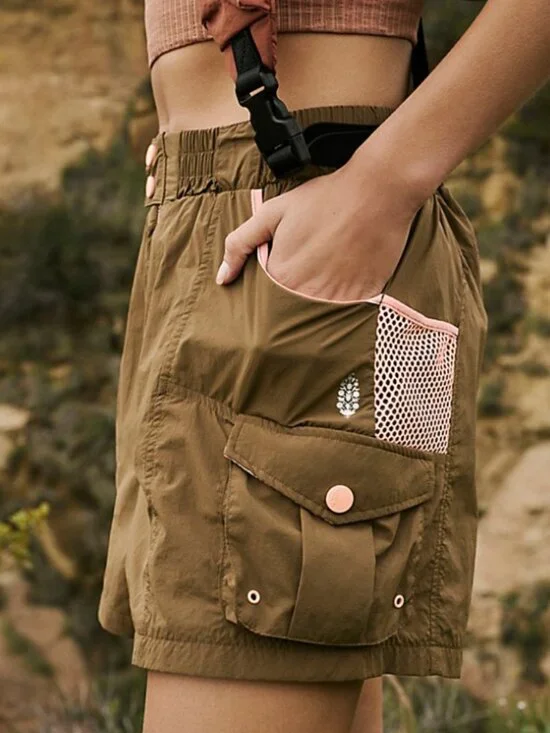 FP Movement Free People Morning Meadow Cargo Green Utility Shorts Size Small - Picture 7 of 8